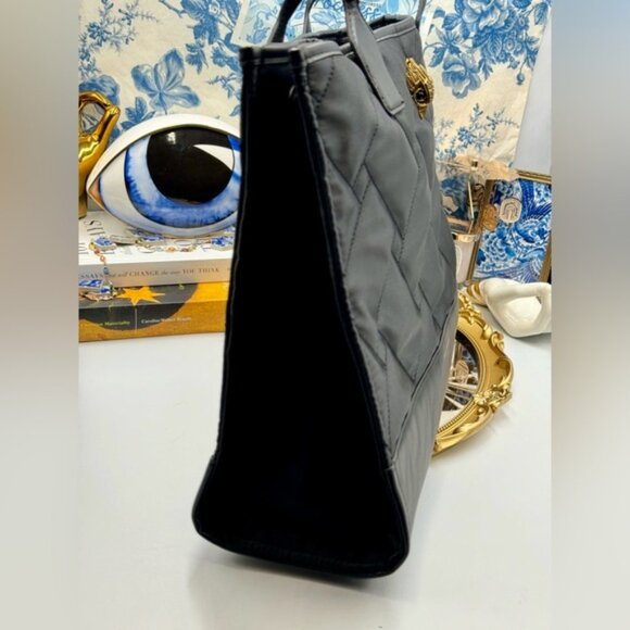 🆕 KURT GEIGER LONDON 🧿 NWOT L Recycled Drench Shopper Tote Bag, Black & Gold - Picture 7 of 16